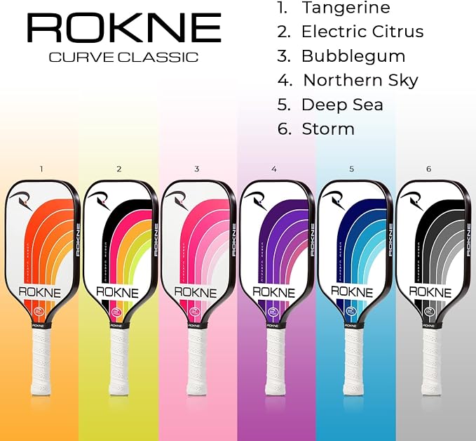ROKNE Curve Classic Pickleball Paddle | USAPA Approved Fiberglass Pickleball Paddles | Precision Engineering & Comfort | ProGrit Texture for Max Spin & Power | Paddle