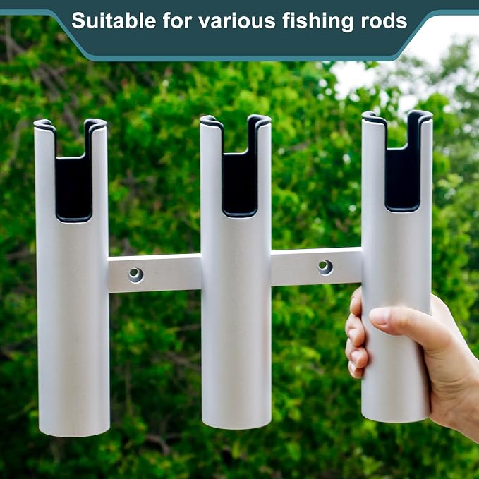 Aluminum Fishing Boat Rod Holder, 3/4 Link Tube Rod Rack, Marine Grade Aluminum Rod Mount for Boats & Yachts, Silver