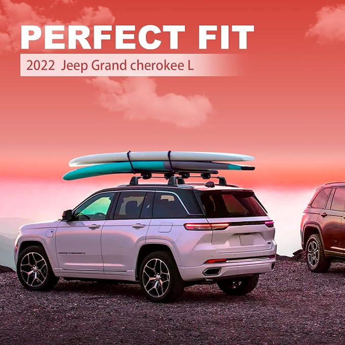 KINGGERI 220lbs Roof Rack Cross Bars Fit for Jeep Grand Cherokee L 2021-2026 & Grand Cherokee 2022-2026, Heavy Duty Aluminum Roof Rails Crossbars Carrier Bag Luggage Rails Kayak Skiboard