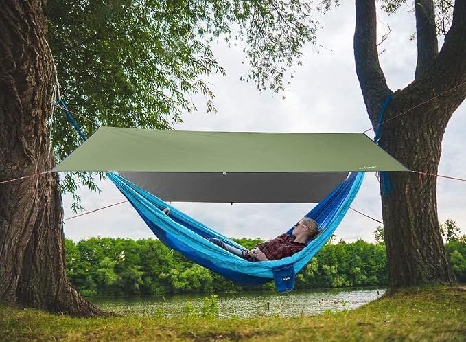 Unigear Hammock Rain Fly, 16.4/14.4/13/10ft Camping Tarp, UV Protection & Waterproof & Lightweight for Camping, Backpacking and Outdoor Adventure (Green, 9.8 * 9.8ft)