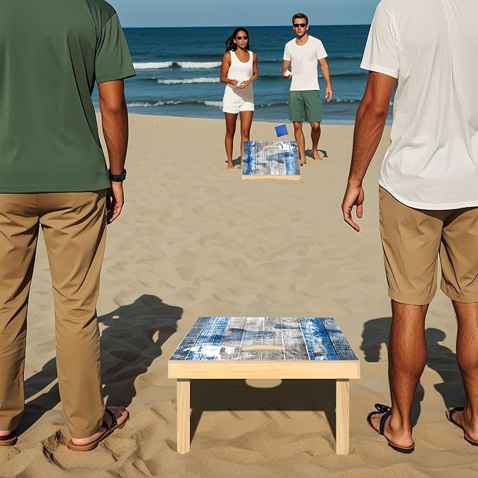 Cornhole Board Set, Regulation Size 4 x 2FT/3 x 2FT Solid Wood Corn Hole Game Set with 8 Bean Bags,2 Cornhole Boards and 1 Carry Bag for Outdoor Beach Toss Games Competitions