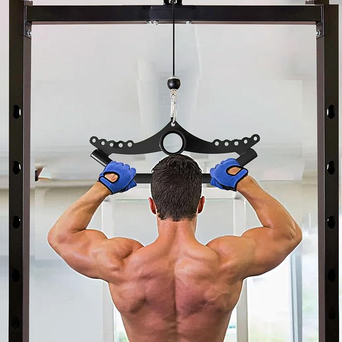 Adjustable Lat Pull down Bar, Cable Machine Attachments for Gym, Home Gym Fitness T-bar Row Pulldown Attachments, Lat Pull Down Machine Wide Grip Neutral Grip Handle