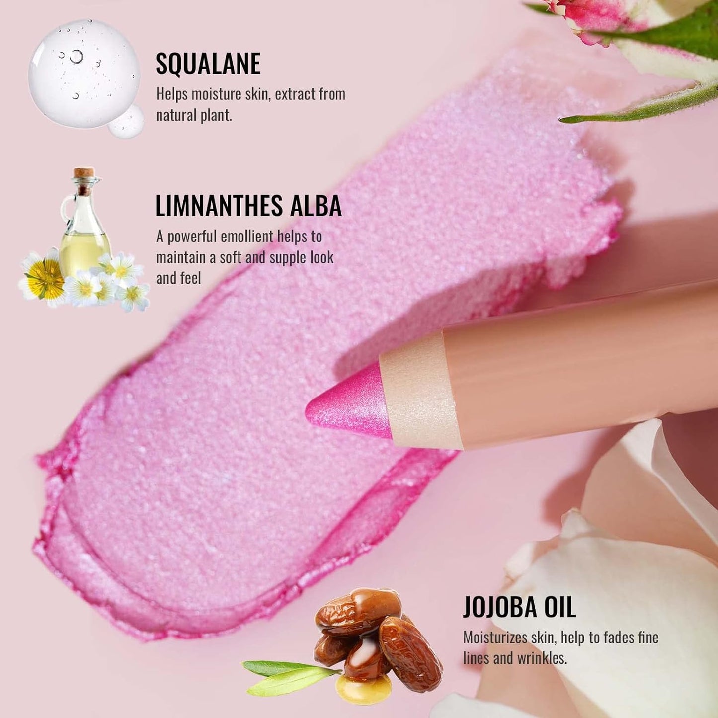 Oulac Nude Eyeshadow Crayon – Twist-Up Waterproof Stick, Soft Shimmer Finish, Vegan & Cruelty-Free, 1.25g, WS02 Pink Rush