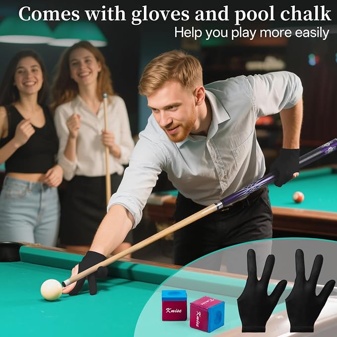 Kmise Pool Stick Set of - 58" Pool Cue Stick, Canadian Maple Professional Billiards Pool Cue, Pool Sticks for Adults, 18~21oz Multiple Colors