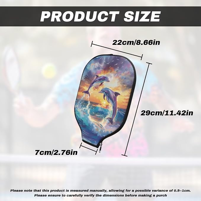 Dolphin 2 Pcs Pickle Ball Racket Case with Zipper Design Universal Pickleball Racket Cover Pickleball Accessories for Protective Paddle Covers Paddle Gifts for Sports Lovers