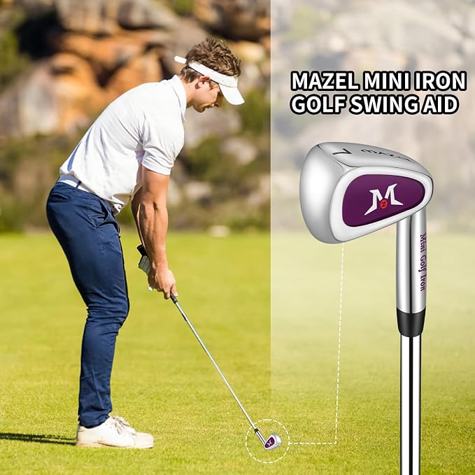 MAZEL Mini Driver/Iron Golf Clubs Swing Trainer Aid to Improve Your Hitting Accuracy & Speed