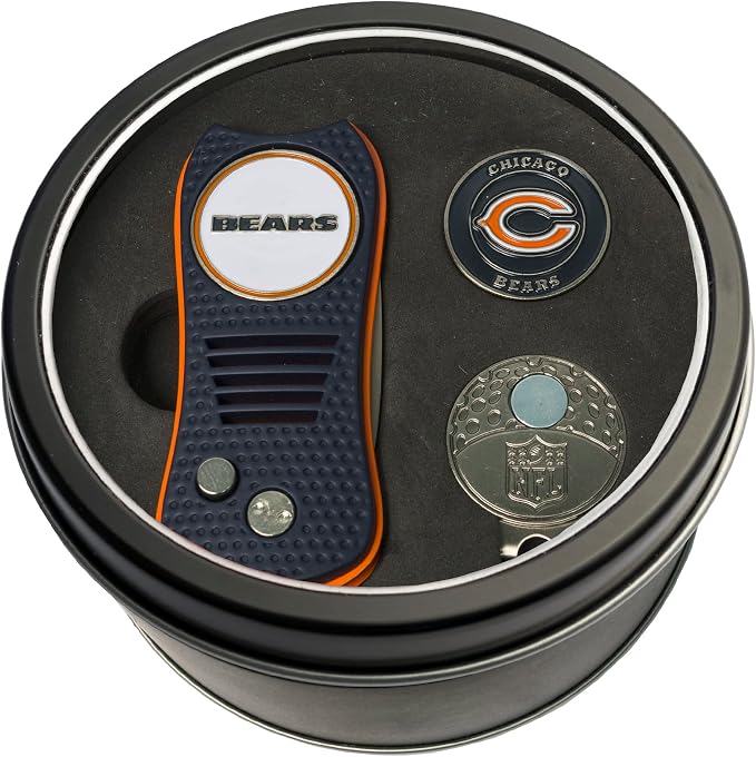 Team Golf NFL Adult-Unisex Tin Gift Set with Switchfix Divot Tool, Cap Clip, and Ball Marker