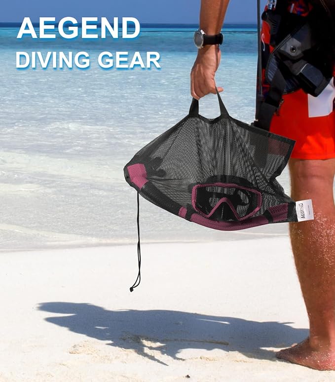 Aegend Snorkeling Gear for Adults Youth Kids, Snorkel Mask with Top Dry Valve - Panoramic View Anti-Leak and Anti-Fog with Mesh Bag for Snorkeling, Scuba Diving, Freediving & Swimming