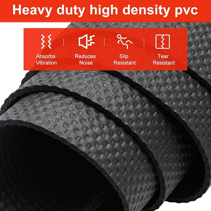 Bike Mat, Exercise Mat for Carpet & Hardwood Floors, Cushioned, Black