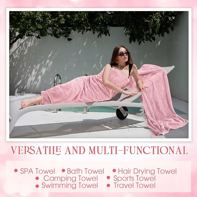 Peryiter Oversized Bath Towels Set of 6 for Adults 40x80 Inches Extra Large Bath Towel Sets Bathroom Sheets Jumbo Shower Towels Quick Dry Absorbent Soft Microfiber for Adults(Pink)