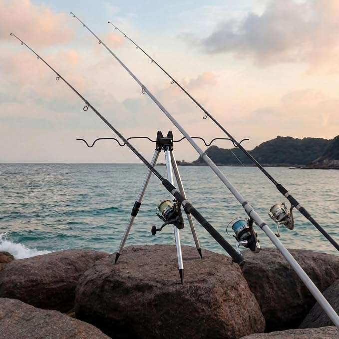2 Pcs Portable Fishing Rod Holder for Ground Aluminum Alloy Bank Fishing Pole Holders Rack with Lock Banking Fish Rod Holder Pole Stand Fish Accessory Gift for Men Outdoor
