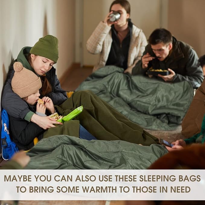 Macarrie 10 Pcs Bulk Sleeping Bags for Adults 0 Degree Waterproof Emergency Sleeping Bags with Compression Sack for Camping Hiking Backpacking Outdoor Activities
