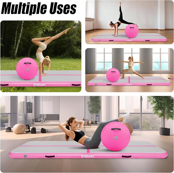 Triclicks Gymnastics Barrel Inflatable Air Roller Barrel Tumble Track Equipment Octagon Mat for Backhandspring Trainer Yoga Cheerleading Home Use Gym Without Pump