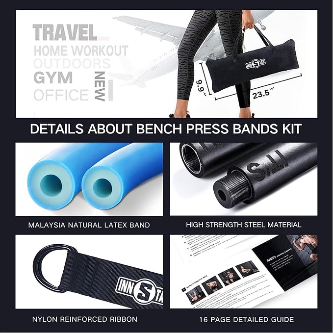 Innstar Multi-Function Resistance Bands for Working Out, Push Up Exercise Bands Resistance Bands Set for Bench Press Gym Equipment, Home Workout, Travel Portabl