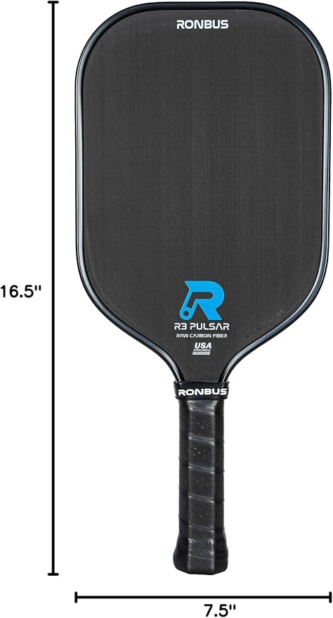Ronbus R1/R3 Pulsar Thermoformed Raw Toray T700 Carbon Fiber Pickleball Paddle with 16 mm Polypropylene Honeycomb Core
