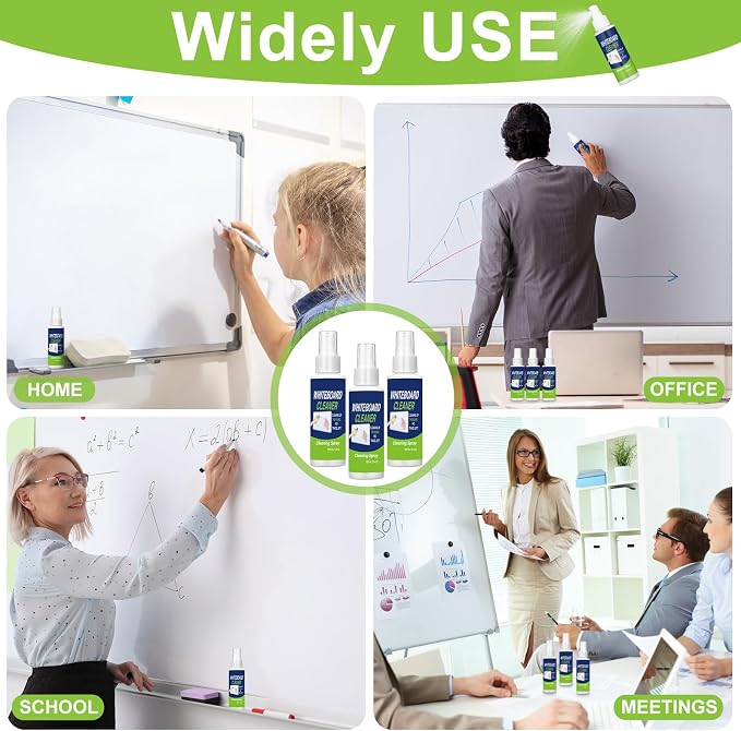 Fuyoooo 12 Pcs Whiteboard Spray Cleaner 3.4 oz Dry Erase Board Cleaner Removes for Whiteboard Chalkboard Office Classroom Accessories