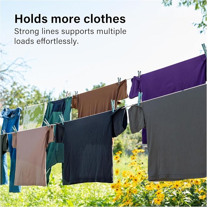 Retractable Double Clothesline – 49 ft x 2 Heavy Duty Clothes Line for Indoor & Outdoor Use, Dual Laundry Line with Easy Installation (White)