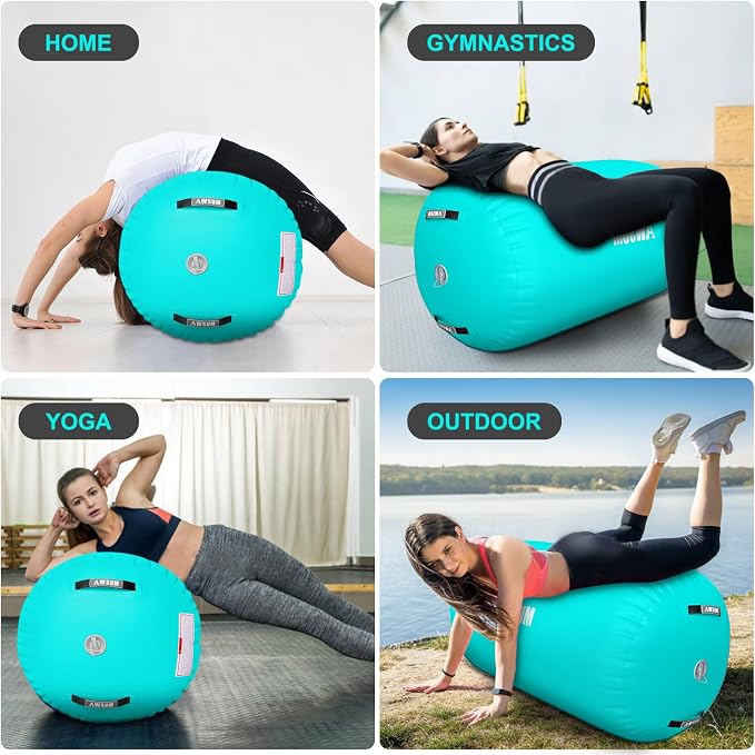 AWSUM Gymnastics Barrel Tumbling Equipment Air Roller Training Inflatable Back Handspring Trainer for Octagon Tumble Mat Gym Cheerleading Home Use 1 PCS,No Electric Pump
