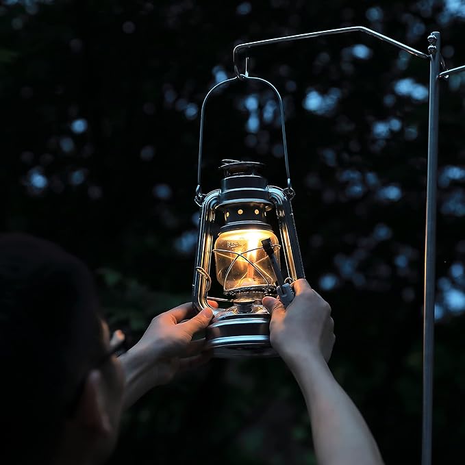 camping moon Heavy Duty Stainless Steel Lantern Pile Driver Height Adjustable with Tripod Stand and Storage Bag D-240, D-243