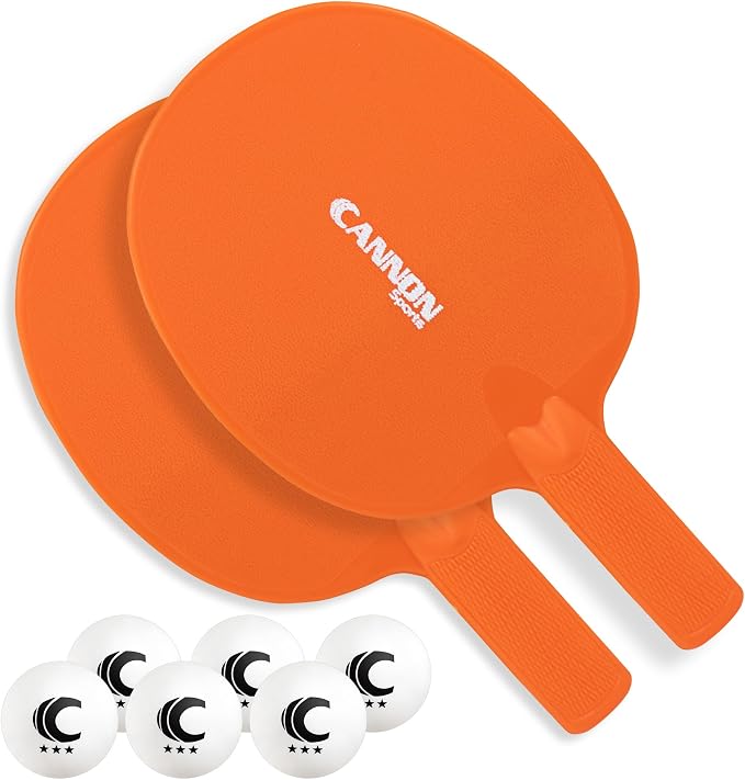 Cannon Sports Unbreakable Table Tennis Paddle Set - 2 Rackets with 6 Pack of 3-Star Table Tennis Balls – Portable Set for 2 Players