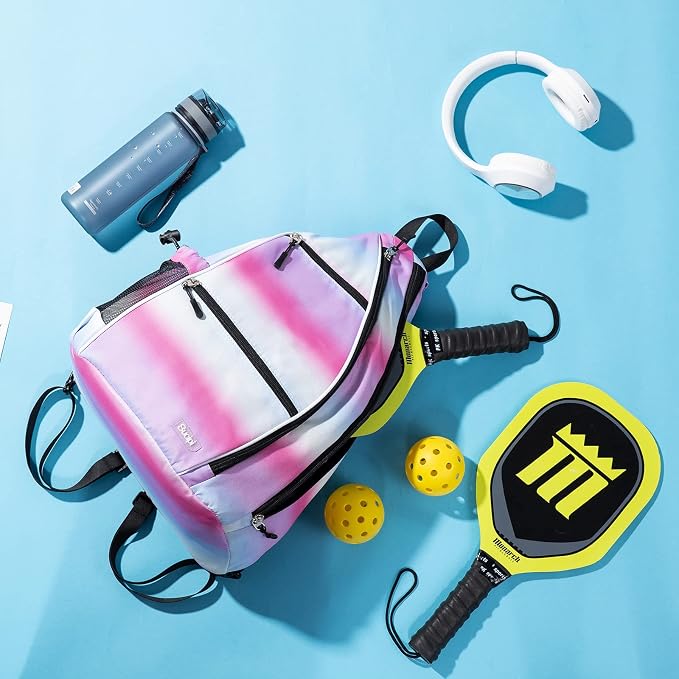 Sucipi Pickleball Bag - Men's & Women's Pickleball Backpack, Adjustable Sling Bag w/Fence Hook/Large Capacity/Safety Pocket