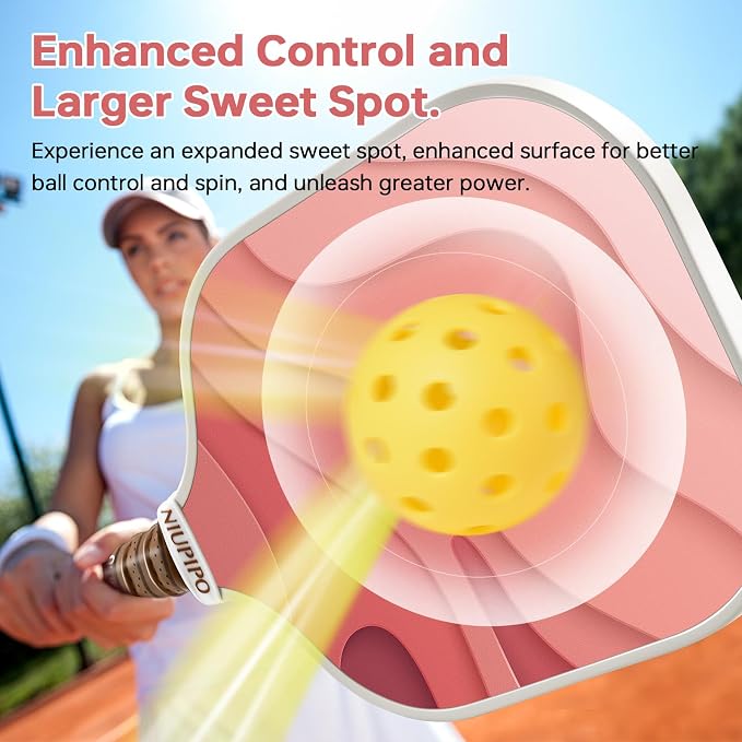 niupipo Pickleball Paddles Set of 2 or 4, USAPA Approved Fiberglass Pickleball Paddle Set with Balls and Bag, Polypropylene Honeycomb Core, Lightweight Pickleball Paddles for Beginners Men Women