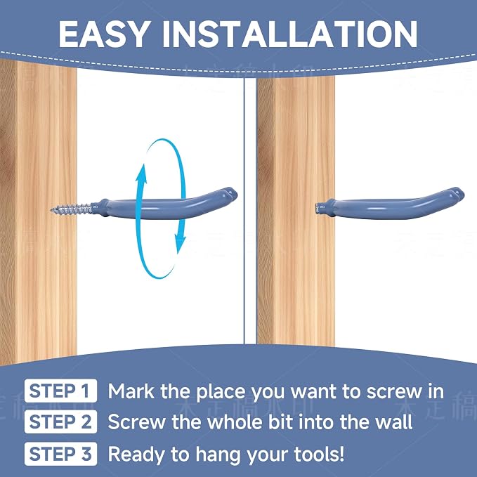6 Pack Garage Storage System Steel U Hooks with Anti-Slip Coating Home Improvement and Organization Screw in Hooks Easy Wall Mounting Heavy Duty Bike and Ladder (Grey, 6 Pack)