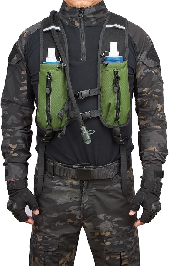 Running Hydration Vest Pack Tactical 3L Water Bladder Backpack Bag for Cycling Marathon Hiking Daypack Men & Women