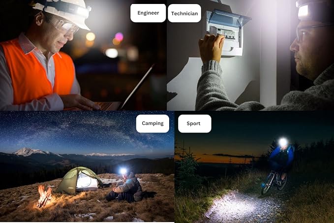 NextLED NT-6598 Multi-Function, Rechargeable Wide Beam Headlamp, Hard Hat Light/Spot/Safety, 3 Lights in 1, 500 Lumen, 210° Illumination, USB C Rechargeable Headlamp, Light Band Headlamp, IP-54