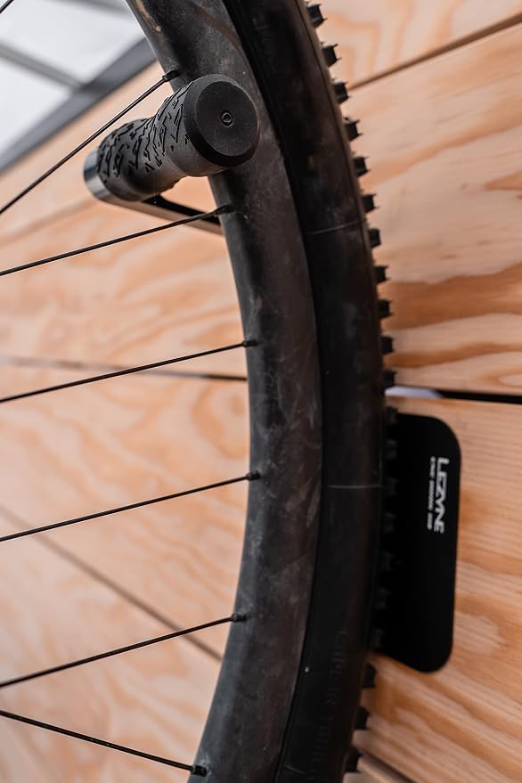 LEZYNE CNC Alloy Wheel Hook | Versatile Durable Aluminum Bicycle Wall Mount with 2 Tire Plates | Holds Up to 70lbs | Vertical 3-Piece Storage System, Mounting Hardware Included | bike-racks