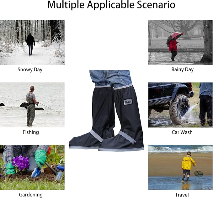 Waterproof Rain Boot Shoe Cover with Reflector Reusable & Foldable