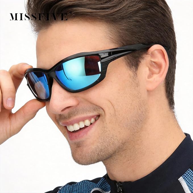 Missfive 2-Pack Mens Go-To Bifocal Sunglasses with Readers Built In, Resilient Temple Comfort-Fit Sport Wrap Around Frame & UV400 Protection, Driving & Reading Glasses for Outdoor +3.5