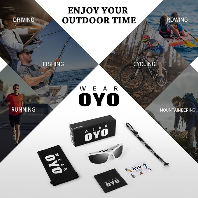 WEAROYO Polarized Sports Sunglasses for Men Women,Fishing Driving Rectangular Goggles UV400 Protection