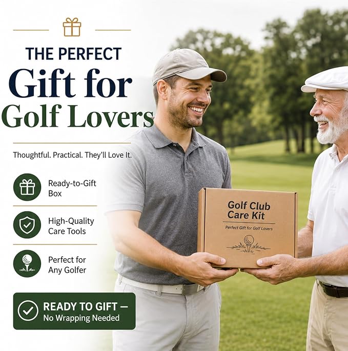 Golf Club Care Kit - Clean and Polish Irons, Drivers, Putters - Reduce Scratches, Scuffs, and Rust - Portable Golf Cleaning Kit with Grip Cleaner, Irons Remover, Club Scrub, and Brush for Golf Bag