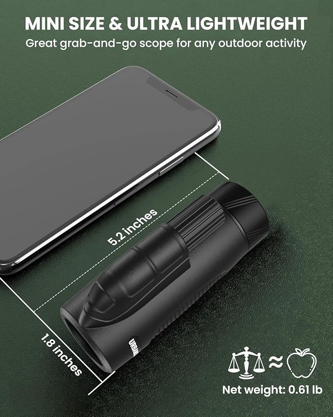 8x32 Mini Monocular Telescope for Adults with IP67 Waterproof with BAK4 Prism & FMC Lens, Lightweight Monocular for Bird Watching, Hiking, Camping, Sports