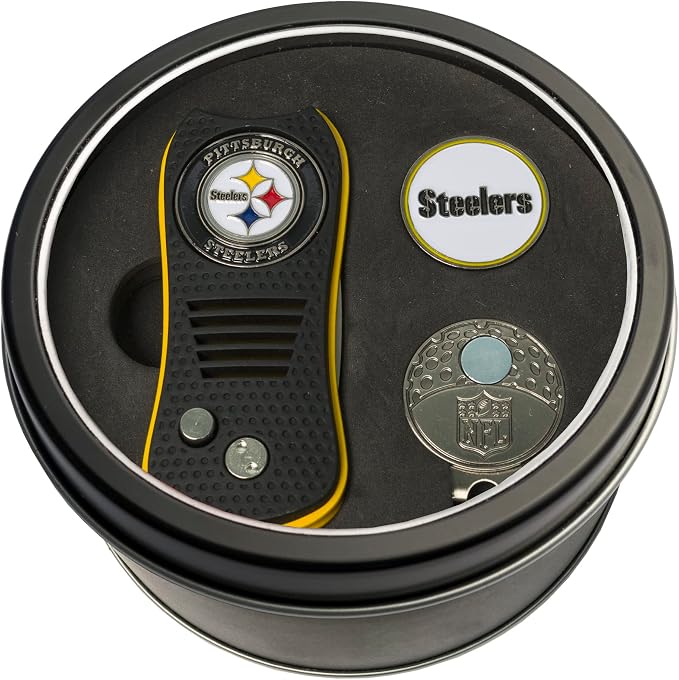 Team Golf NFL Gift Set Switchblade Divot Tool, Cap Clip, & 2 Double-Sided Enamel Ball Markers, Patented Design, Less Damage to Greens, Switchblade Mechanism