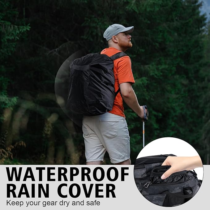 Goture Fishing Backpack,900D Water-Resistant Tackle Backpack with Rod Holders, SBS Zippers,45L Large Fishing Bag Storage Gear Tackle Bag with Rain Cover, Bottle Holder for Travel Camping Hiking