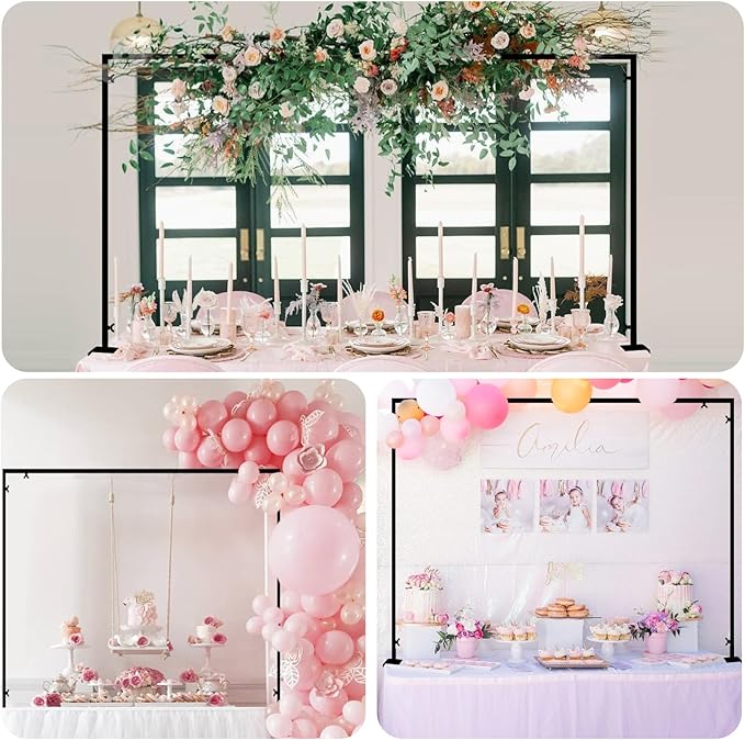 ParseBio Over The Table Rod Stand with Clamps Adjustable 31"-110" Length 31"-64" Height, Table Balloon Arch Stand for Wedding Easter Engagement Party, Black Table Arch Frame Hanging Decor Rod