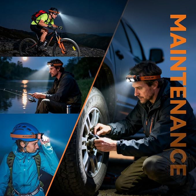 AlpsWolf Magnetic Rechargeable Headlamp - LED with Sensor Motion Camping Headlight, Mechanic Flashlight for Garage/Workshop/Vehicle Maintenance