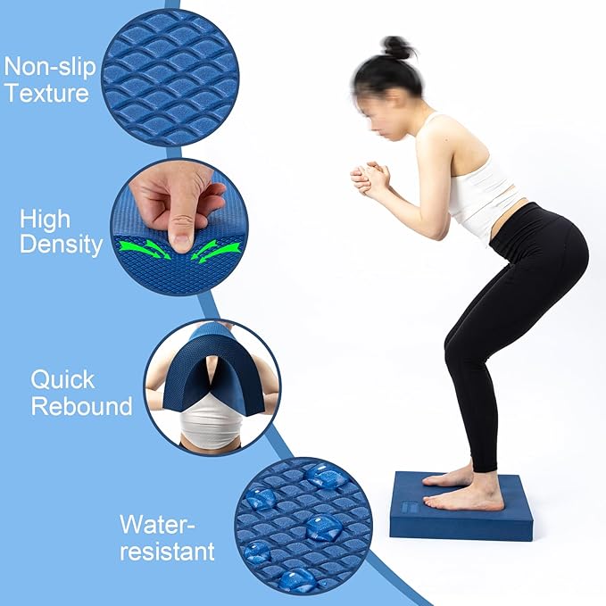 StrongTek Extra-Wide Foam Balance Pad & Adjustable Wooden Slant Board Set – Enhance Stability, Flexibility, and Rehabilitation