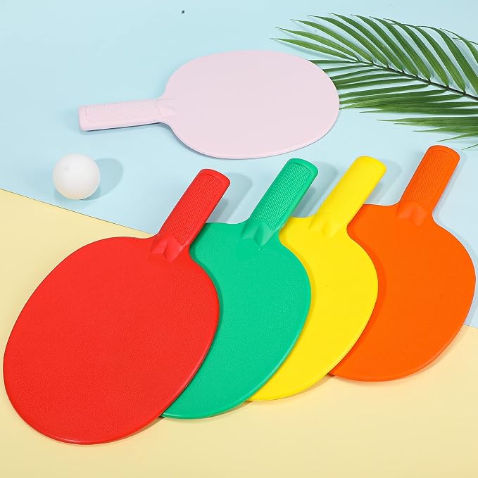 Junkin 16 Pcs Bulk Plastic Table Tennis Paddle Set Multi Color Sports Table Tennis Rackets Paddles Portable Equipment Accessories for Indoor Outdoor Games, Easy Grip and Light Spin