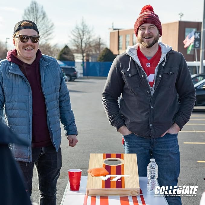 Wild Sports College Portable Size 1' x 2' Solid Wood Cornhole Set with Direct Print HD Team Graphics – Travel Size