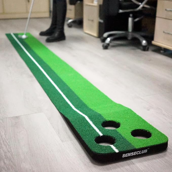 SENSECLUB Indoor Putting Green, Foldable Putting Mat Golf Game Set, Golf Gifts for Men with Ball-Collect System