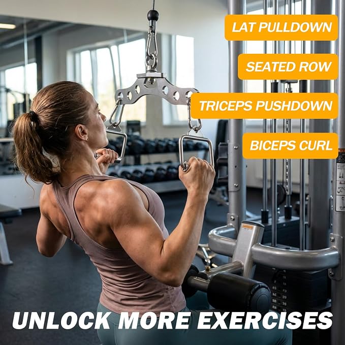 Double to Single Adaptor Plate for Cable Pulley Machines Durable Solid Stainless Steel with 3 Carabiners Suitable for Dual Cable Machines LAT Pulldown, Shoulder & Biceps Exercises