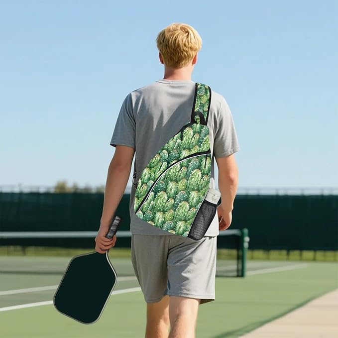 Pickleball Bag for Women Men Adjustable Crossbody Sling Backpack Hold Paddle Accessories