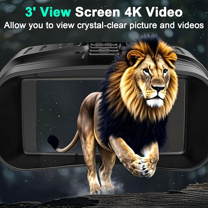 Night Vision Goggles for Adults, 4K with 58MP Full Color & AI Image Processing, IP66 Waterproof, 5000mAh Rechargeable Battery, 64GB SD Card, Tactical LED Light for Hunting Camping Gifts for Men