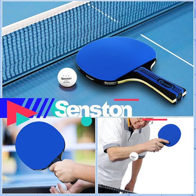Senston 5-Ply Ping Pong Paddles Set – Premium Wood Table Tennis Set of 4 with 6 Balls & Portable Carry Case – High-Control 2mm Sponge & Ergonomic Non-Slip Grip for Beginners & Family Play