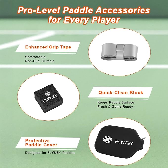 FLYKEY Pickleball Paddles, T700 Carbon Fiber Pickleball Paddle with a 16mm Shark Power Polymer Core, USAPA Approved Pickle Ball Paddle, Strong Spin and Power Surface,Strong Shock Absorption
