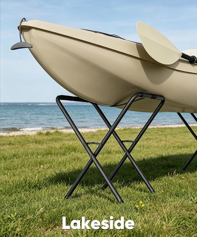 Folding Kayak Stand, 180 lbs Capacity Heavy Duty Metal Kayak Storage Rack for Canoe, SUP & Paddle Board, Portable Kayak Rack for Outdoor & Indoor