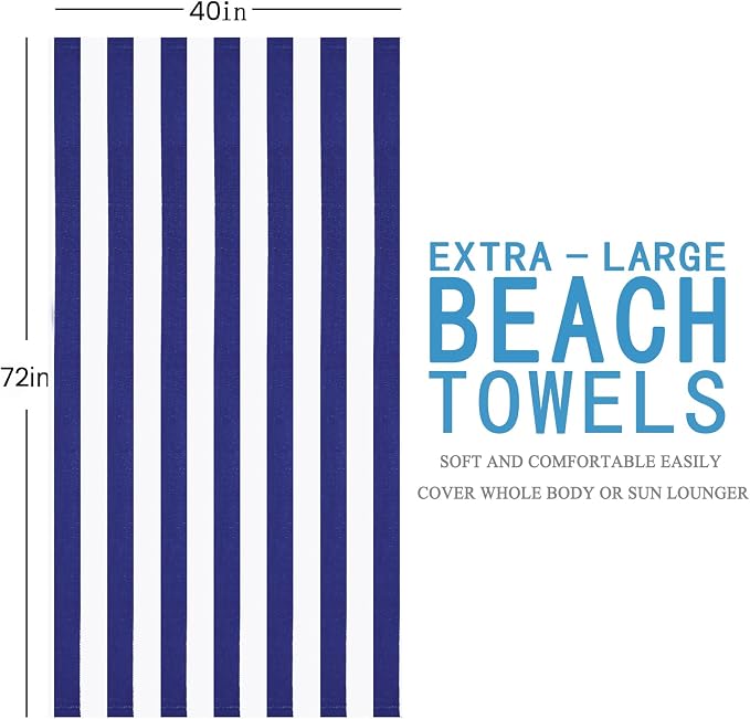 4 Packs Extra Large Beach Towel Bath Towel 72*40 Set Bathroom Sheets Bulk Oversized Soft Absorbent Thick Xl Big Giant Microfiber Terry Blanket Clearance Turkish Toallas De Playa NOT Cotton Blue Navy